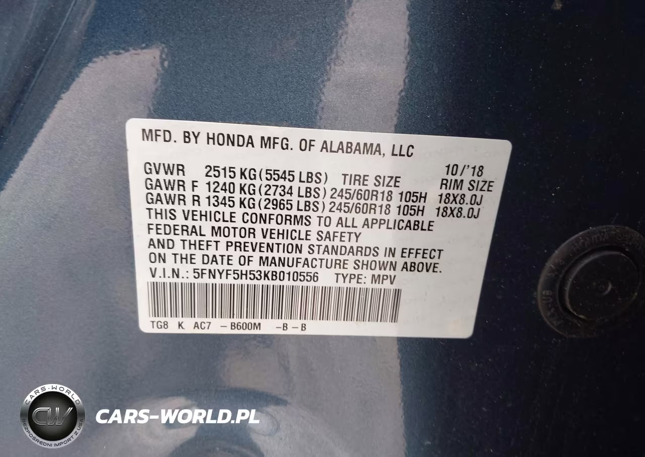 2019 Honda Pilot Ex-L VIN:5FNYF5H53KB010556 - 9