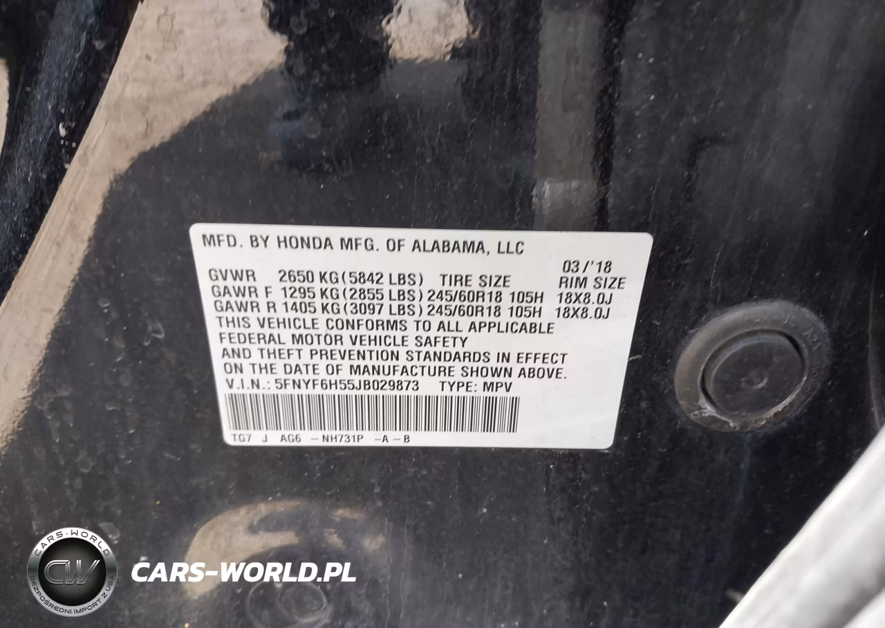 2018 Honda Pilot Ex-L VIN:5FNYF6H55JB029873 - 9
