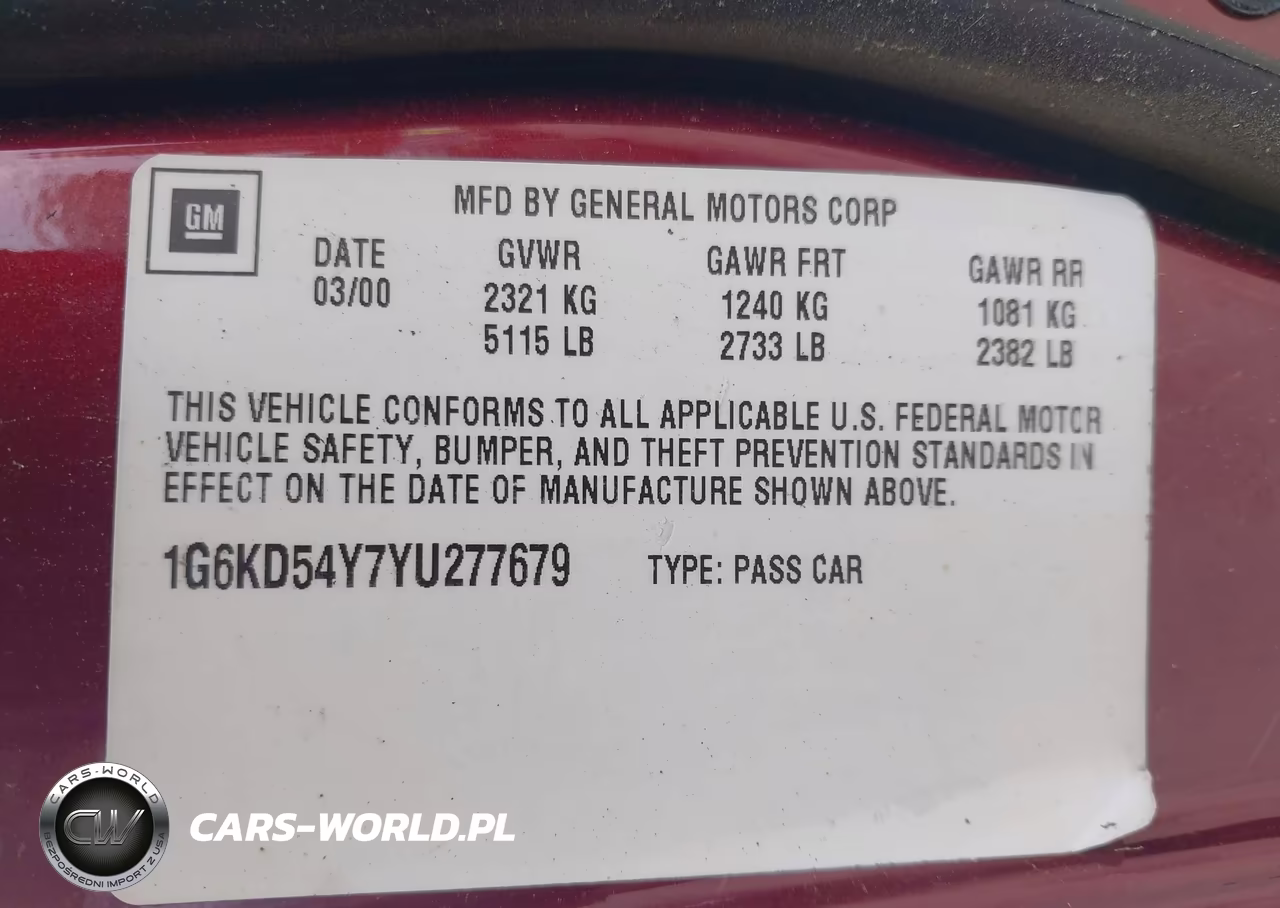 2000 Cadillac Deville Standard VIN:1G6KD54Y7YU277679 - 9
