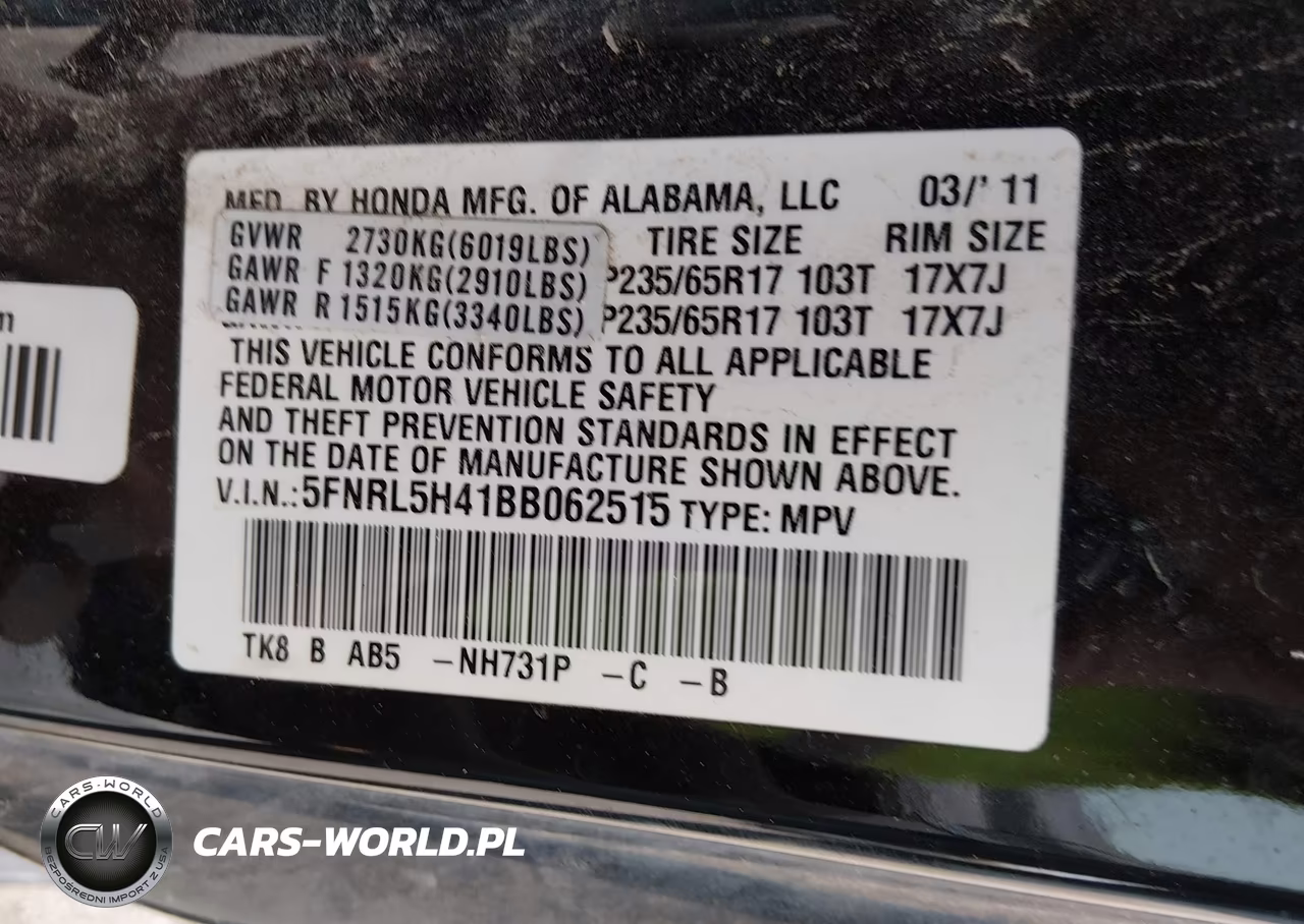2011 Honda Odyssey Ex VIN:5FNRL5H41BB062515 - 9