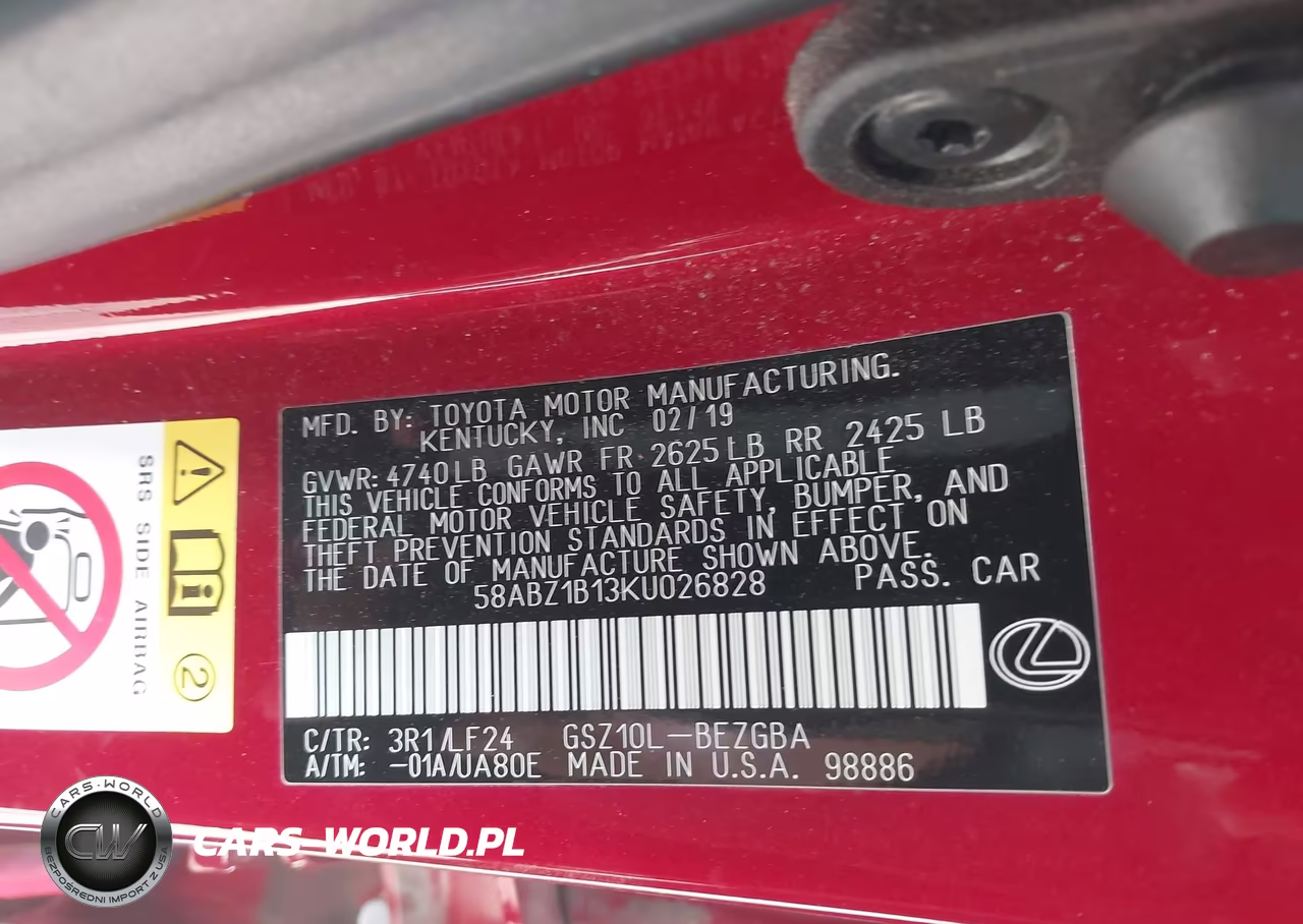 2019 Lexus Es 350 F Sport VIN:58ABZ1B13KU026828 - 9