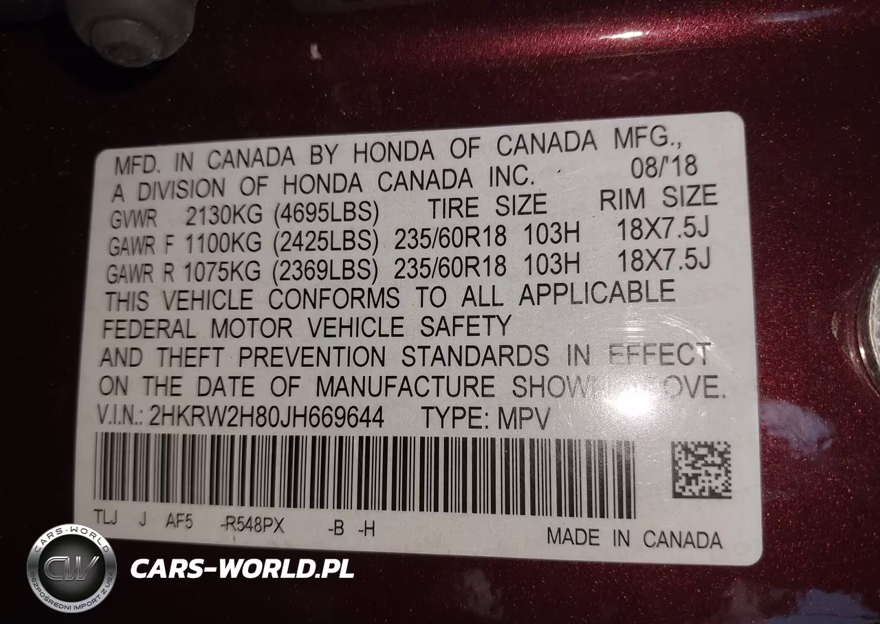 2018 Honda Cr-V Ex-L-Ex-L Navi VIN:2HKRW2H80JH669644 - 9