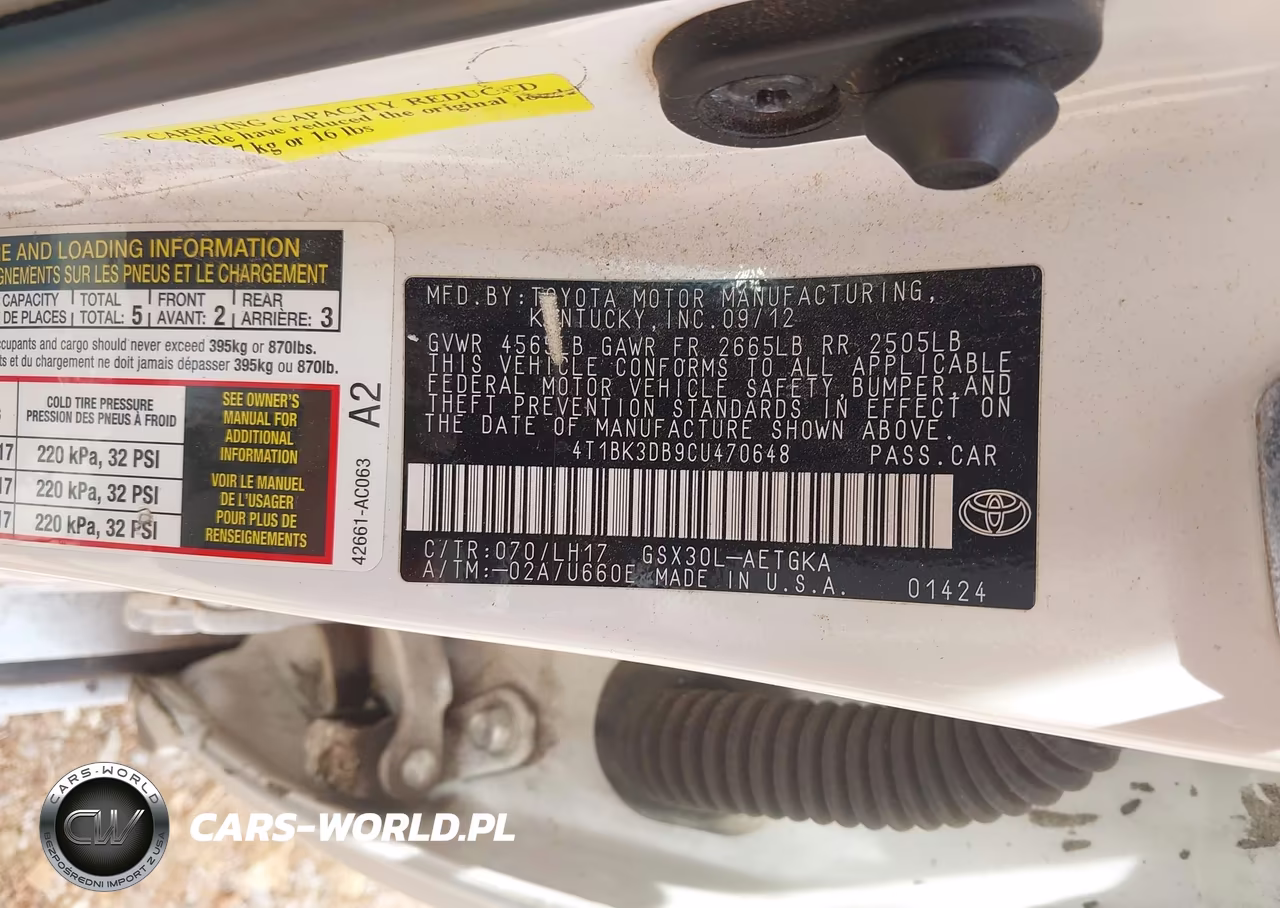 2012 Toyota Avalon VIN:4T1BK3DB9CU470648 - 9
