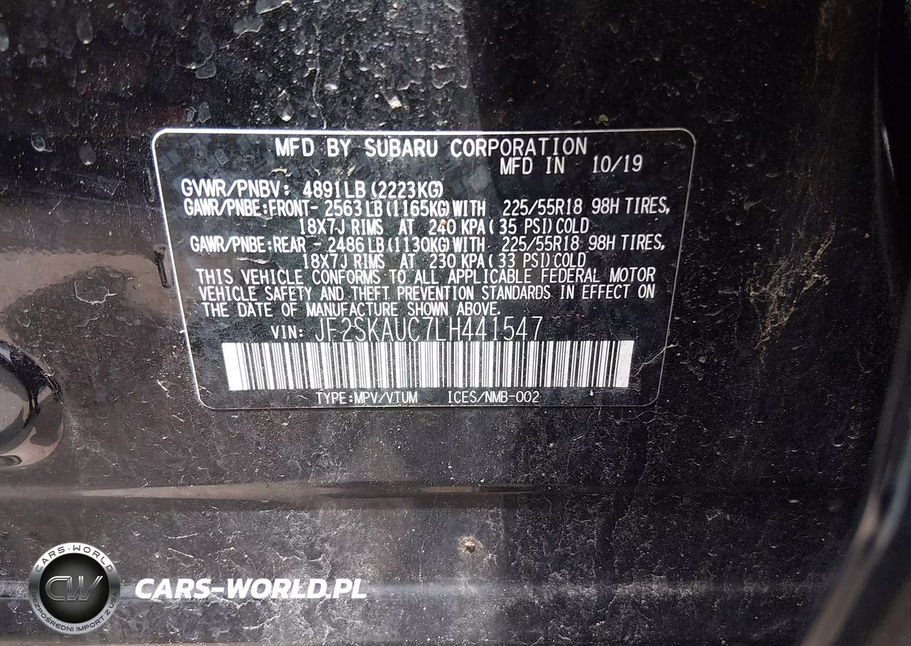 2020 Subaru Forester Limited VIN:JF2SKAUC7LH441547 - 9