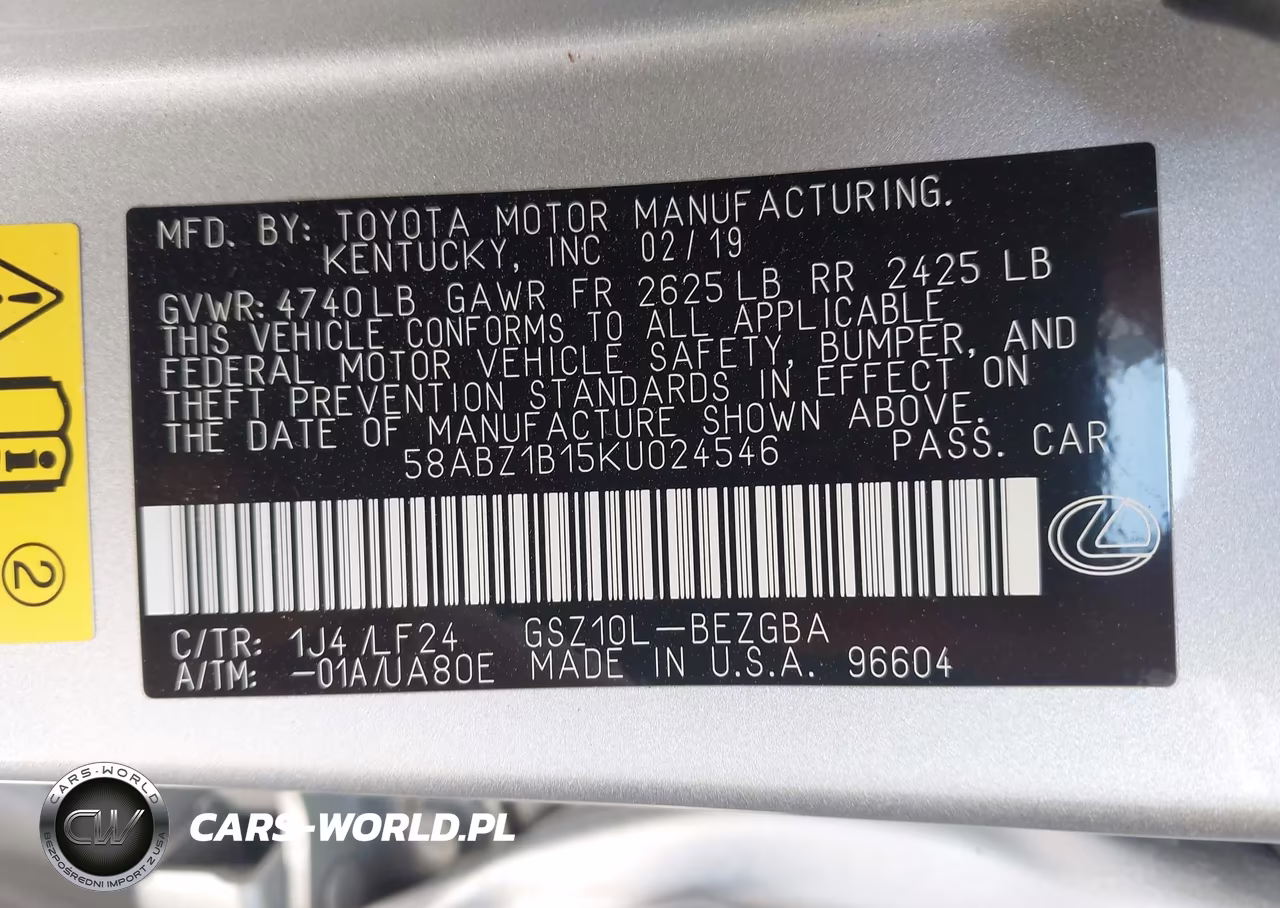 2019 Lexus Es 350 F Sport VIN:58ABZ1B15KU024546 - 9