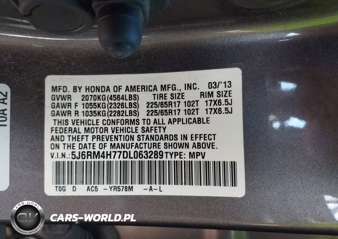 2013 Honda Cr-V Ex-L VIN:5J6RM4H77DL063289 - 9