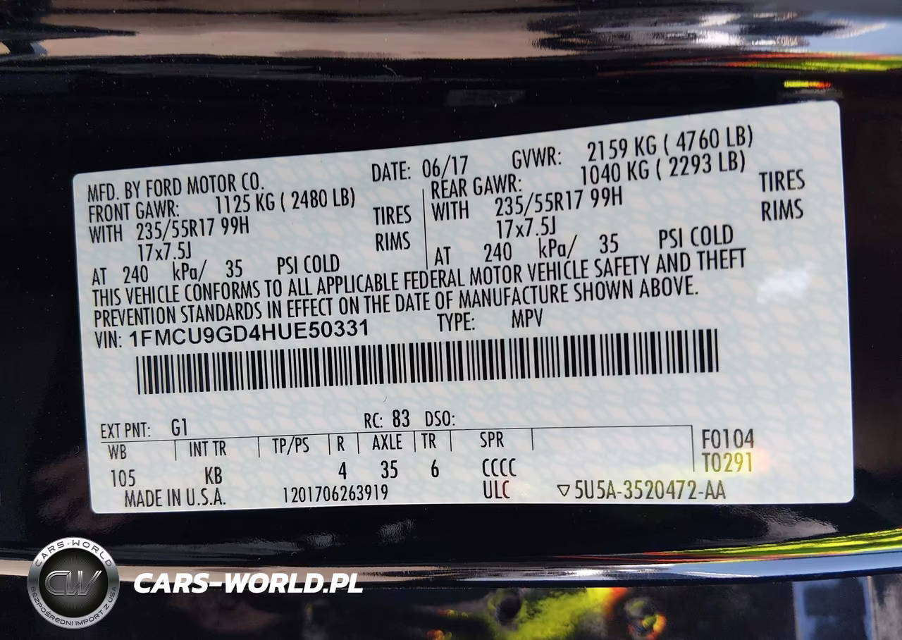 2017 Ford Escape Se VIN:1FMCU9GD4HUE50331 - 9