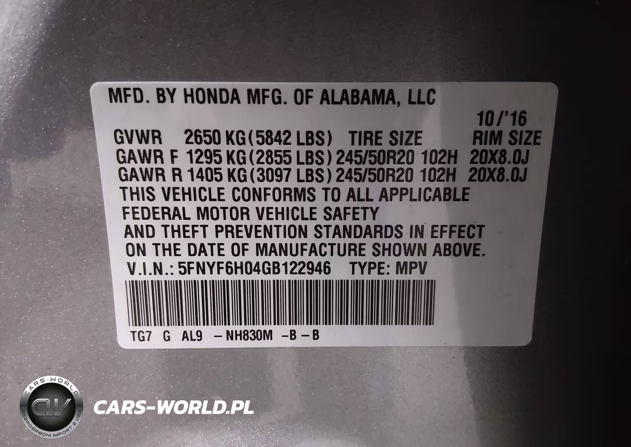 2016 Honda Pilot Elite VIN:5FNYF6H04GB122946 - 9