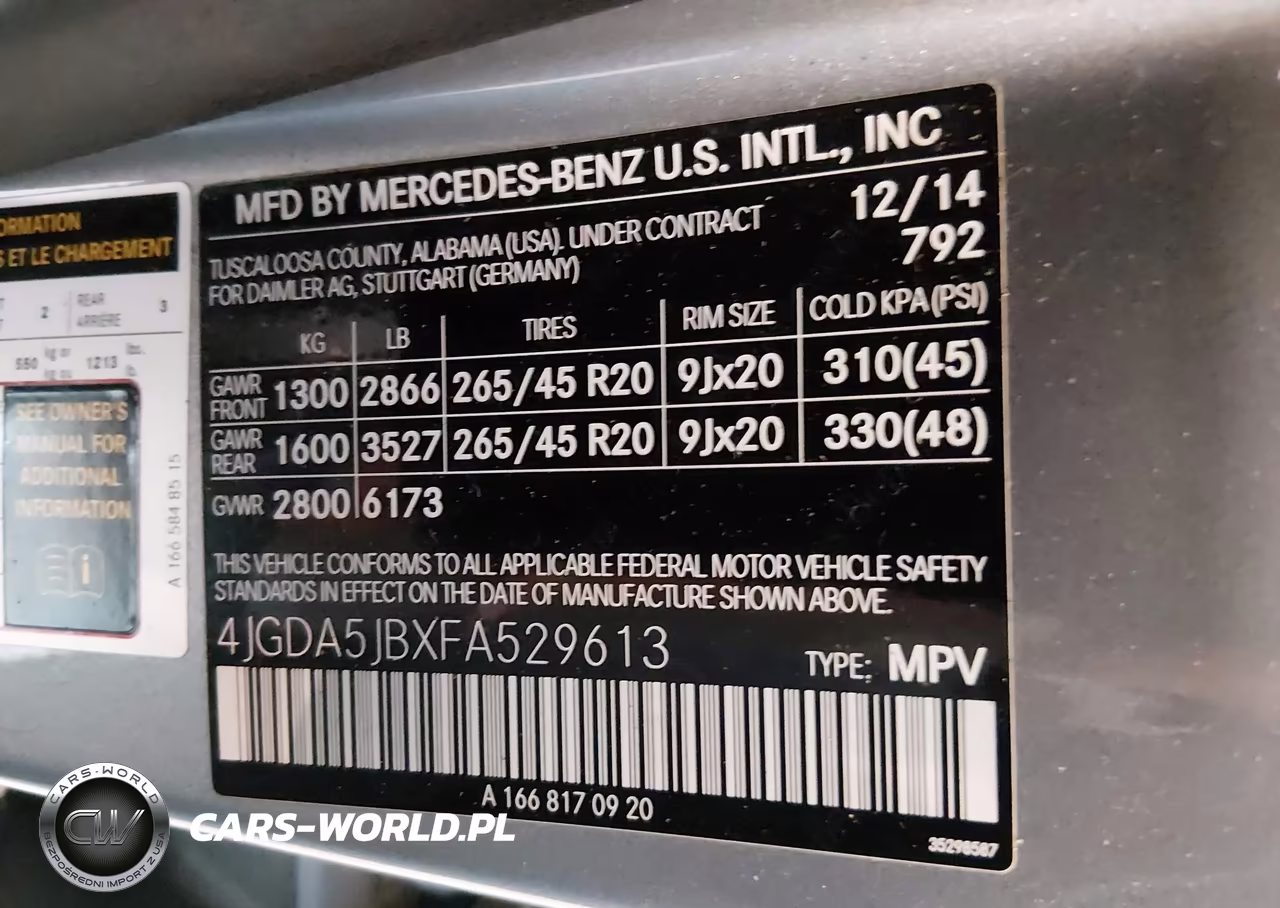 2015 Mercedes-Benz Ml 350 VIN:4JGDA5JBXFA529613 - 9