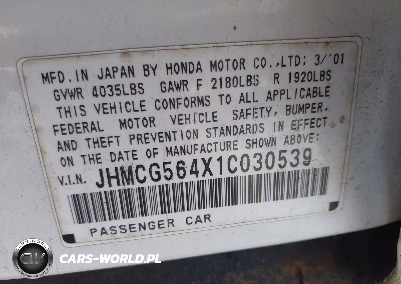 2001 Honda Accord 2.3 Lx VIN:JHMCG564X1C030539 - 9