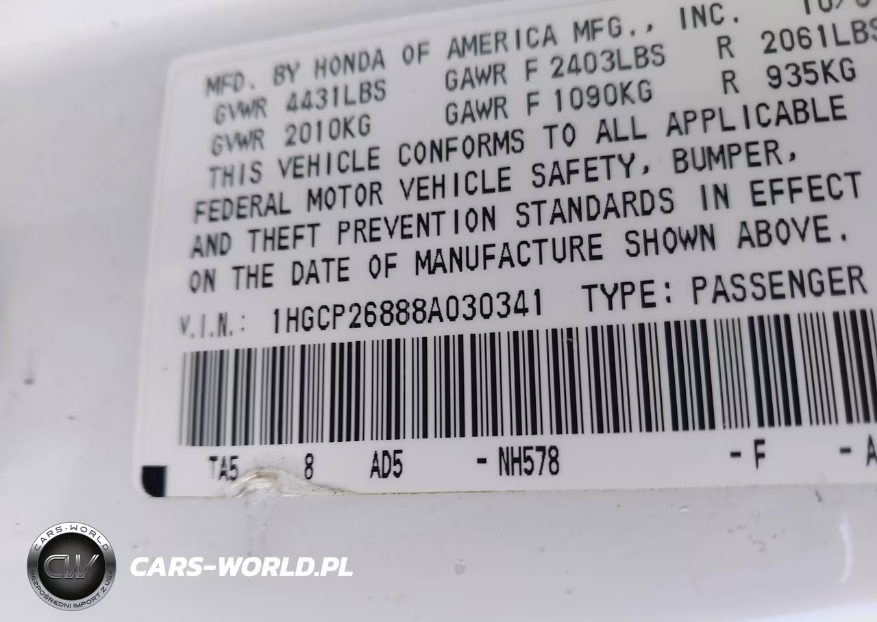 2008 Honda Accord 2.4 Ex-L VIN:1HGCP26888A030341 - 9