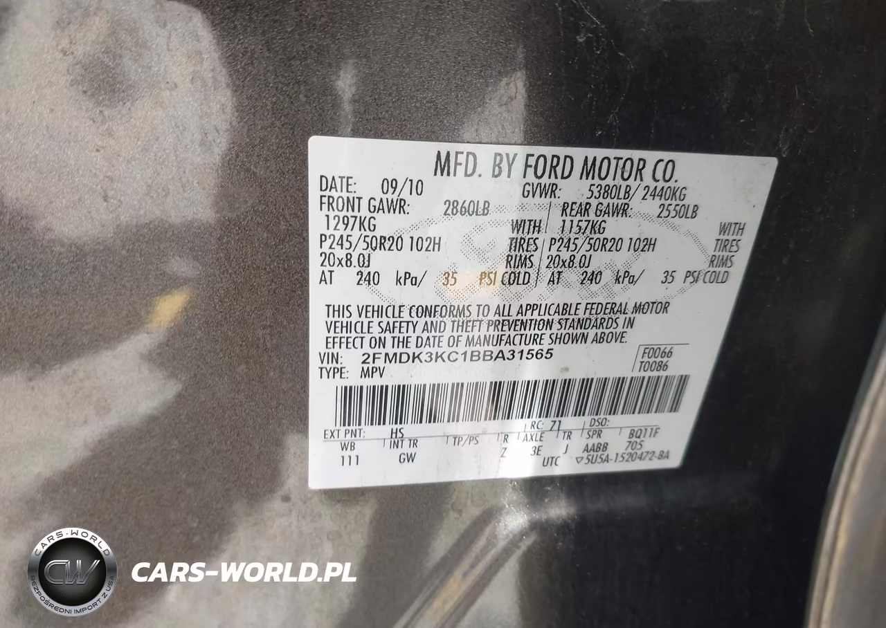 2011 Ford Edge Limited VIN:2FMDK3KC1BBA31565 - 9