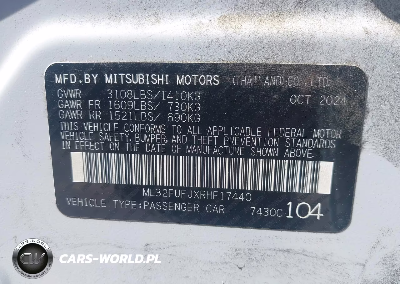 2024 Mitsubishi Mirage G4 Le VIN:ML32FUFJXRHF17440 - 9