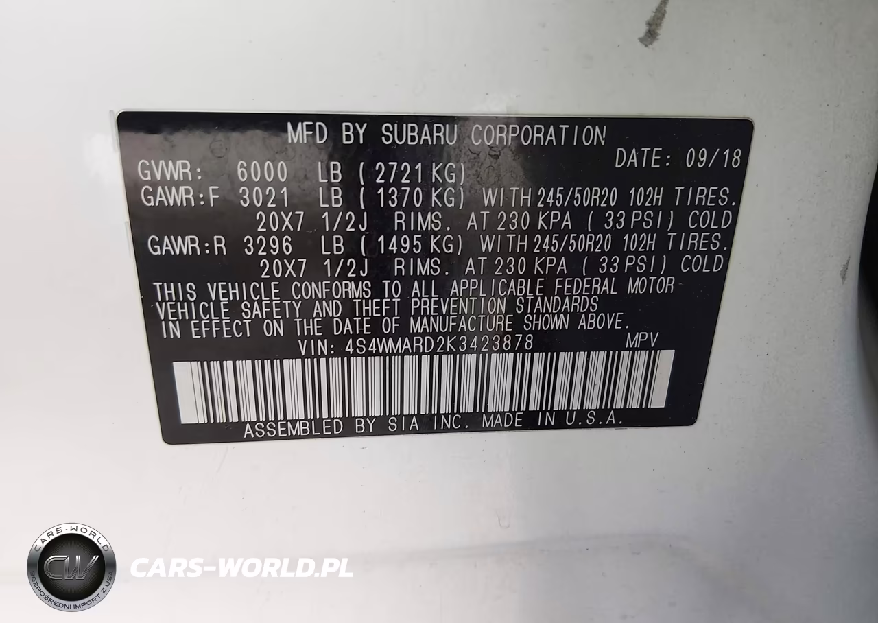 2019 Subaru Ascent Touring VIN:4S4WMARD2K3423878 - 9