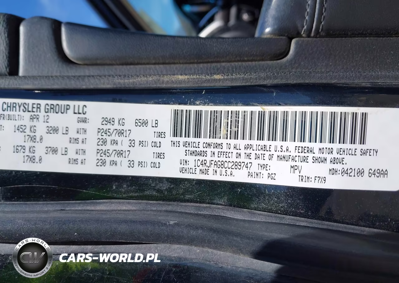 2012 Jeep Grand Cherokee Laredo VIN:1C4RJFAG8CC289747 - 9