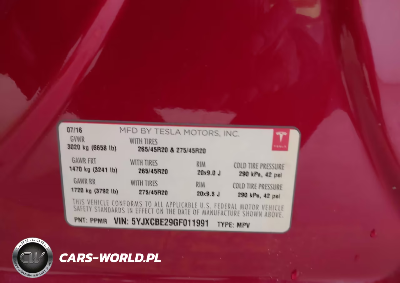 2016 Tesla Model X 60D-70D-75D-90D-P100D VIN:5YJXCBE29GF011991 - 9