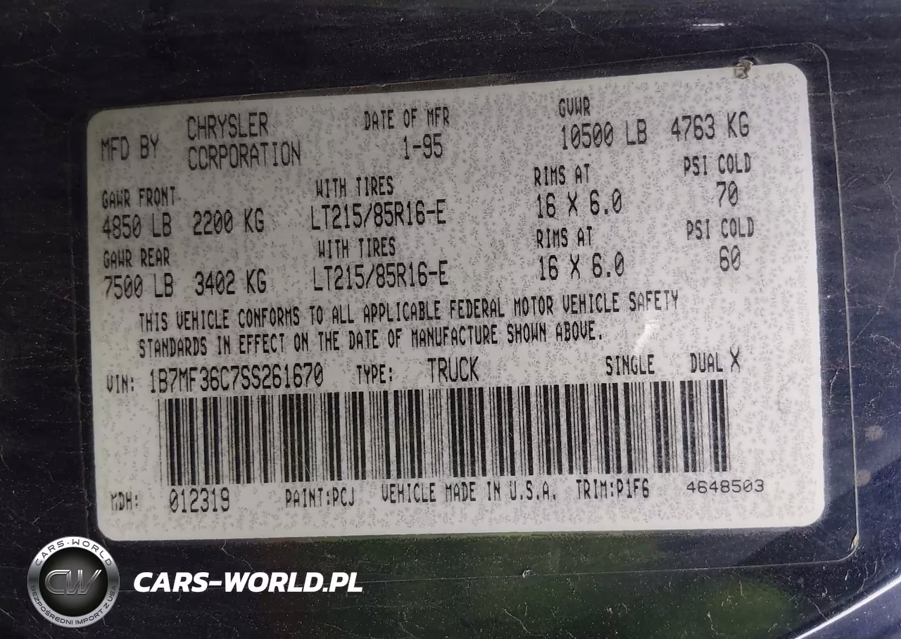 1995 Dodge Ram 3500 VIN:1B7MF36C7SS261670 - 8