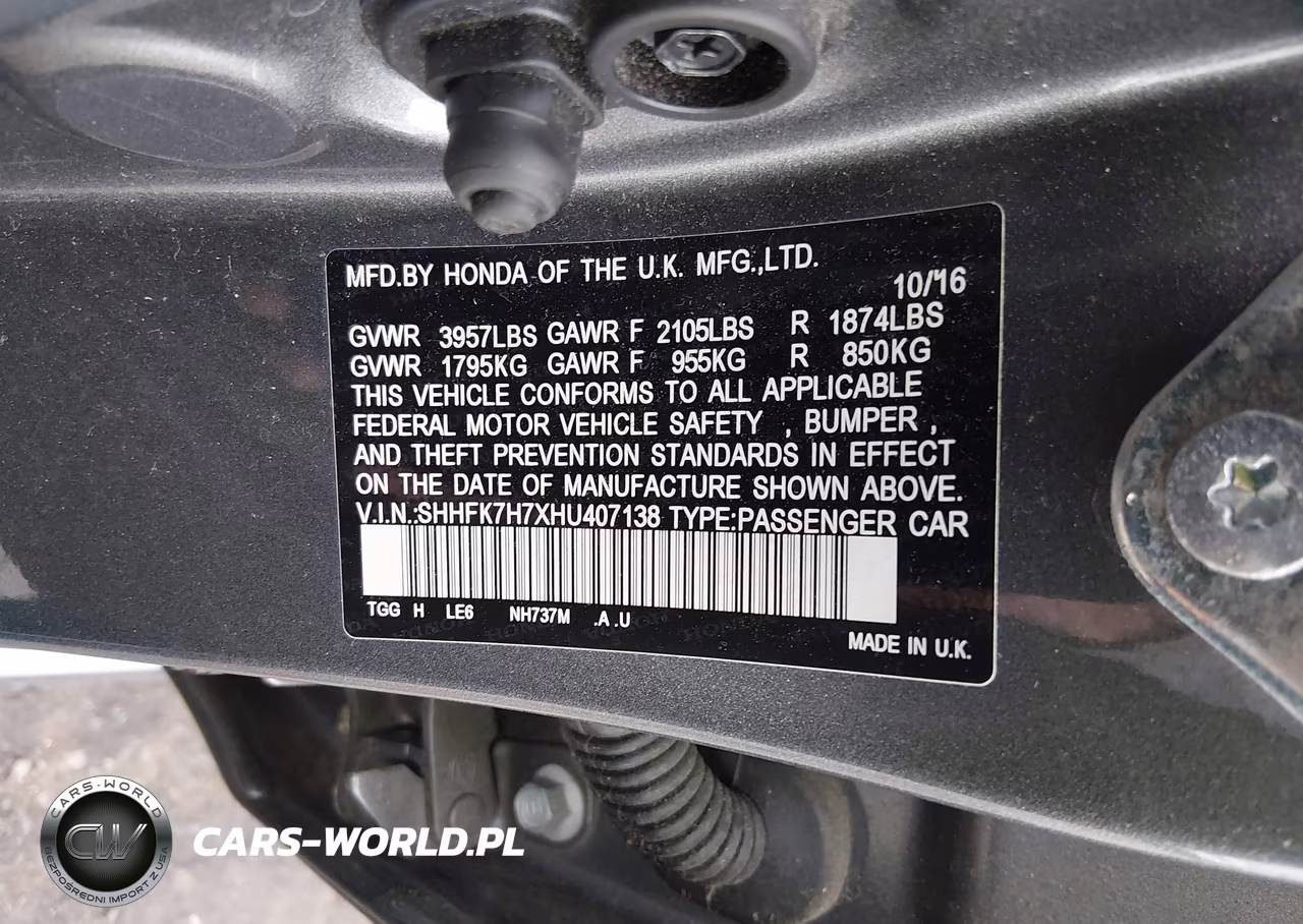 2017 Honda Civic Ex-L VIN:SHHFK7H7XHU407138 - 9