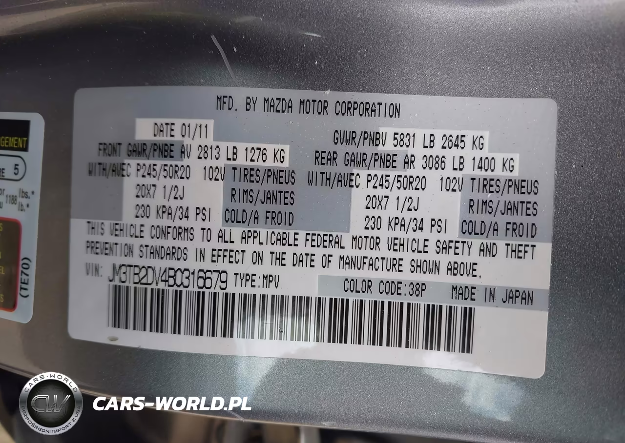 2011 Mazda Cx-9 Grand Touring VIN:JM3TB2DV4B0316679 - 9