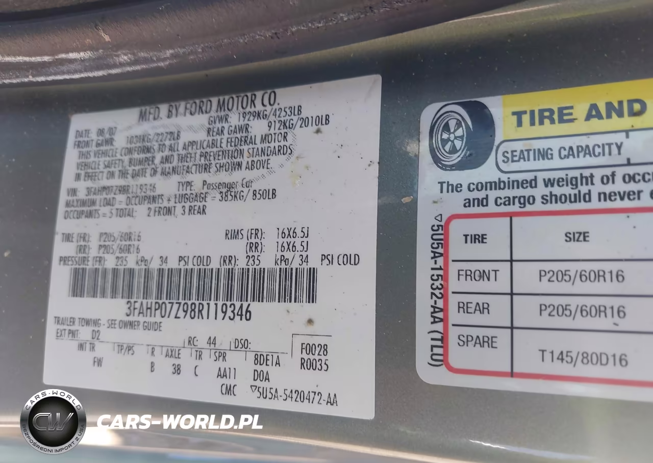 2008 Ford Fusion Se VIN:3FAHP07Z98R119346 - 9