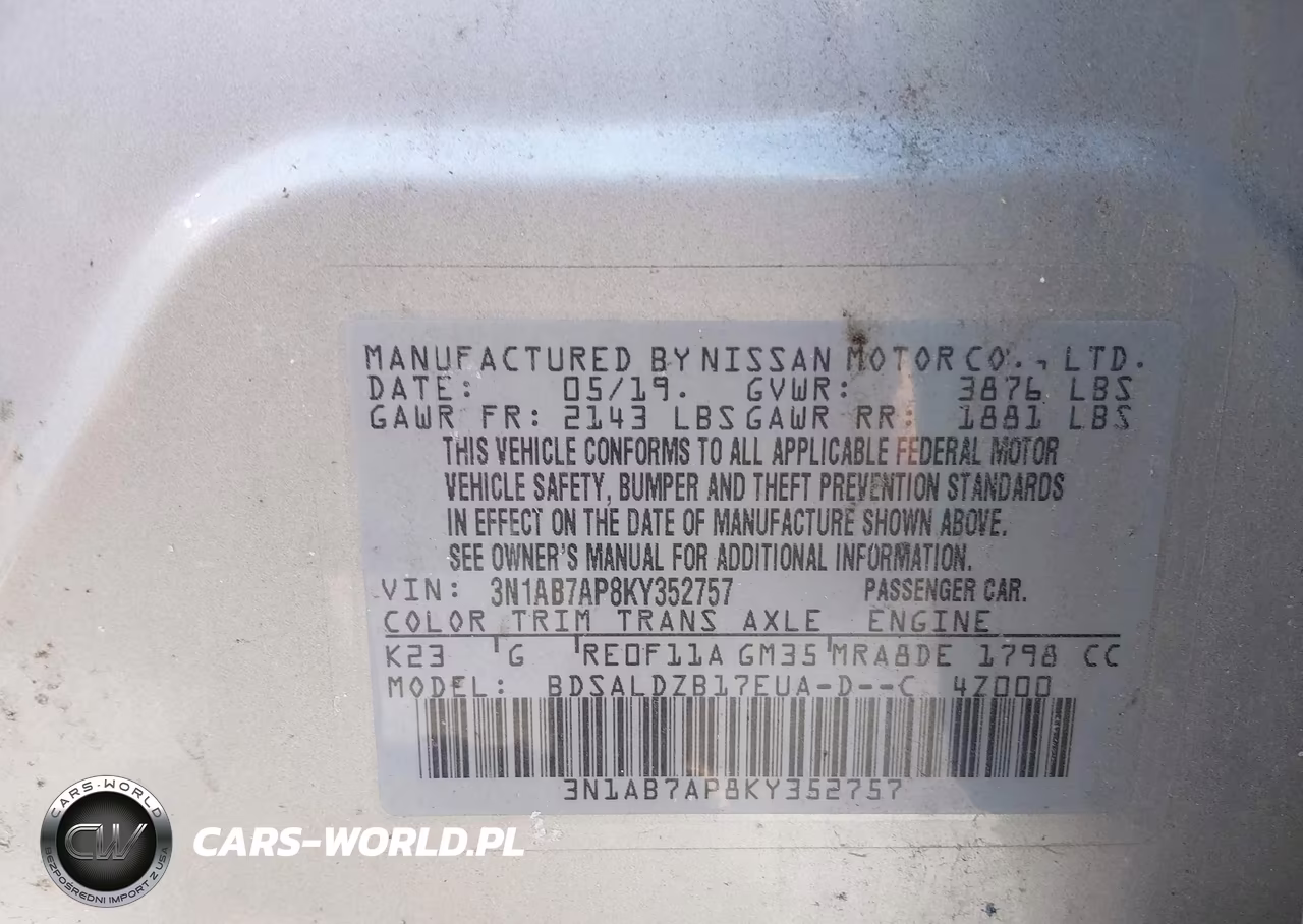 2019 Nissan Sentra Sv VIN:3N1AB7AP8KY352757 - 9