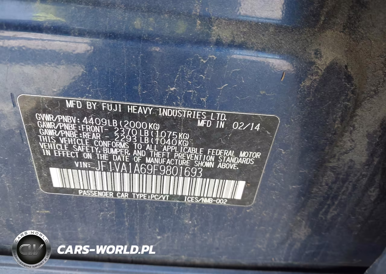 2015 Subaru Wrx VIN:JF1VA1A69F9801693 - 9