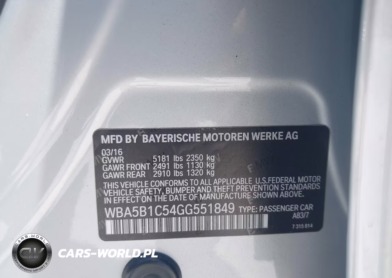 2016 BMW 535I VIN:WBA5B1C54GG551849 - 9