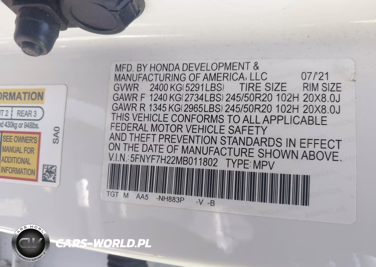 2021 Honda Passport 2Wd Sport VIN:5FNYF7H22MB011802 - 9