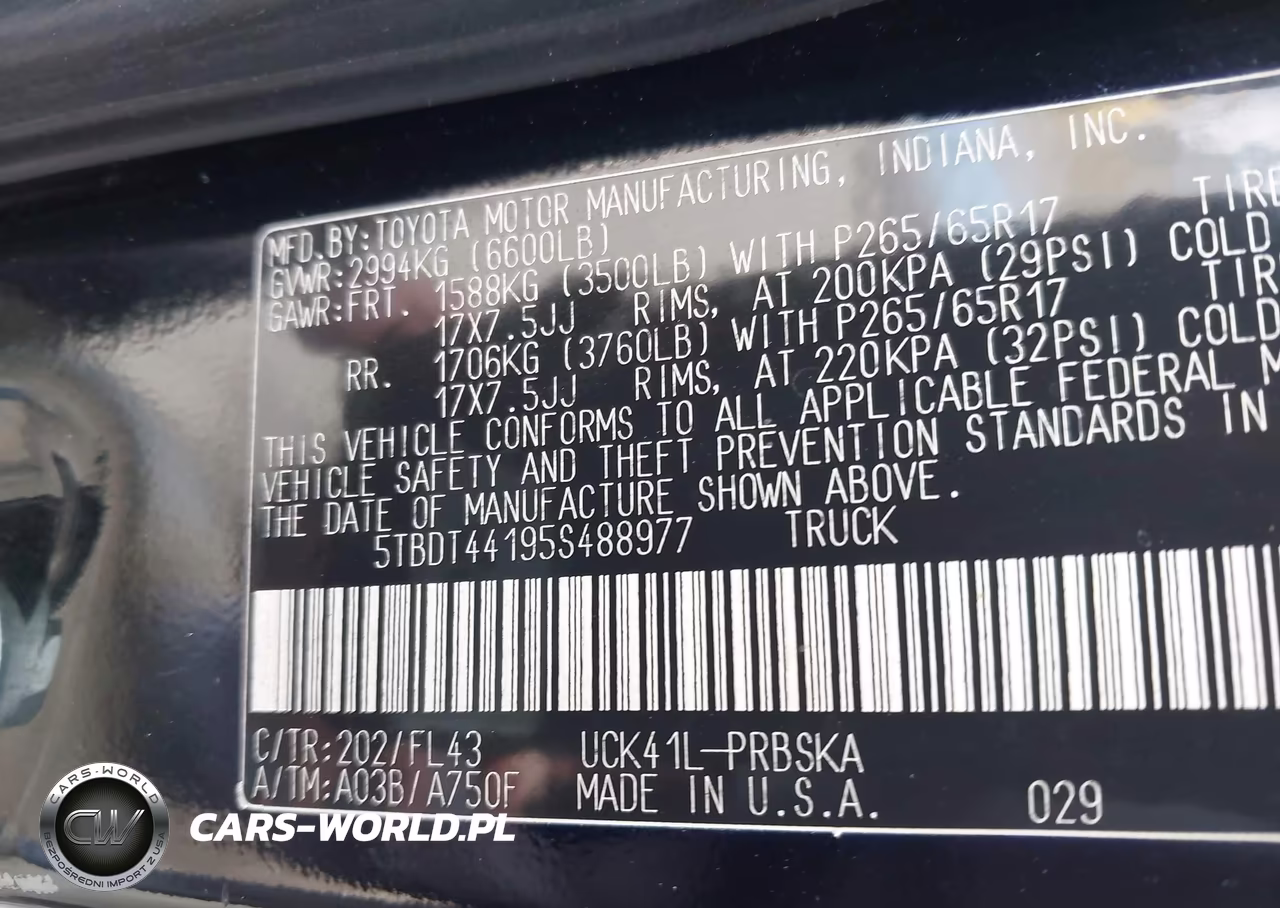 2005 Toyota Tundra Sr5 V8 VIN:5TBDT44195S488977 - 9