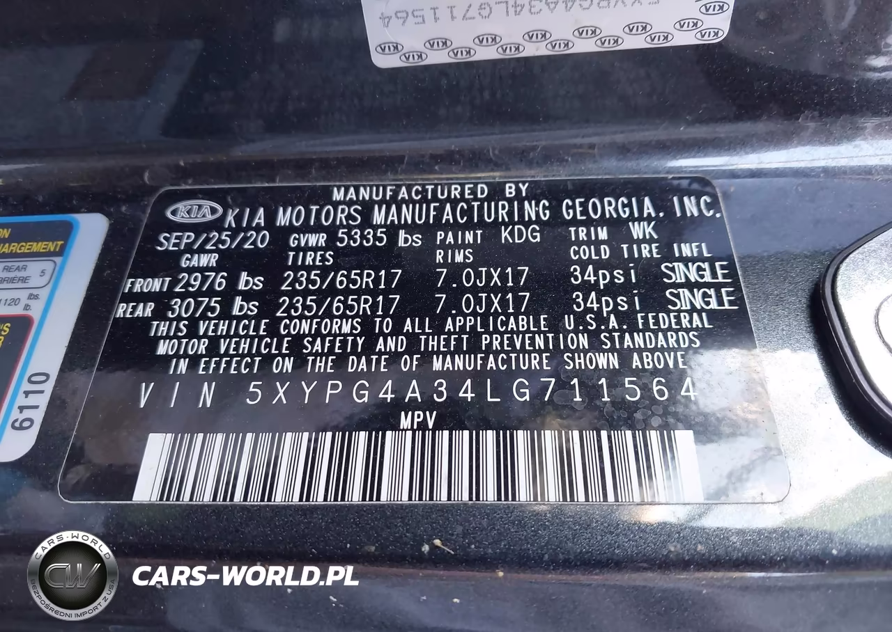 2020 Kia Sorento 2.4L Lx VIN:5XYPG4A34LG711564 - 9