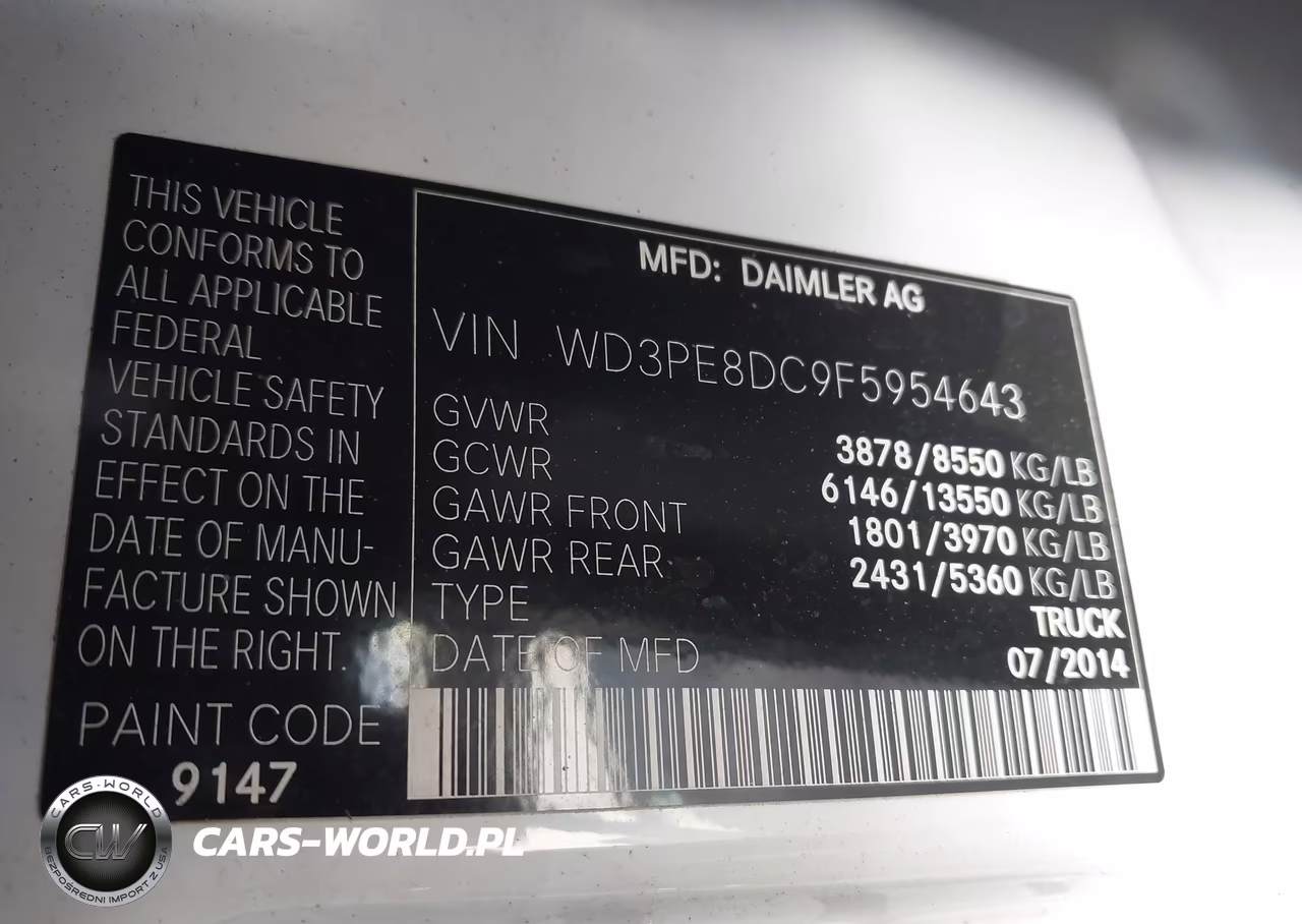 2015 Mercedes-Benz Sprinter 2500 High Roof VIN:WD3PE8DC9F5954643 - 9