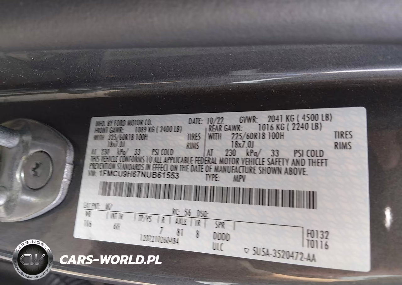 2022 Ford Escape Sel VIN:1FMCU9H67NUB61553 - 9