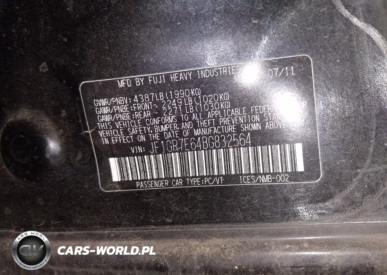 2011 Subaru Impreza Wrx VIN:JF1GR7E64BG832564 - 9