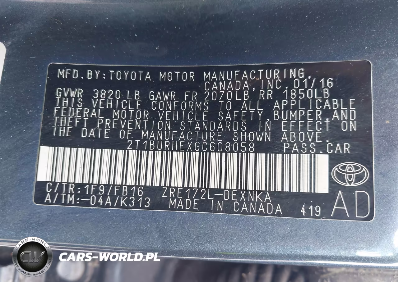 2016 Toyota Corolla Le VIN:2T1BURHEXGC608058 - 9