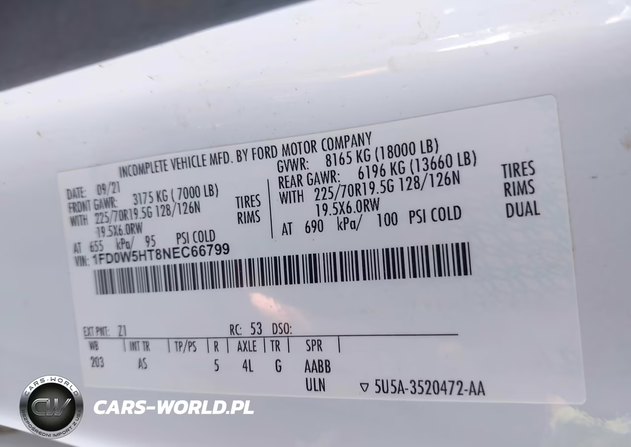 2022 Ford F-550 Chassis Xl VIN:1FD0W5HT8NEC66799 - 9