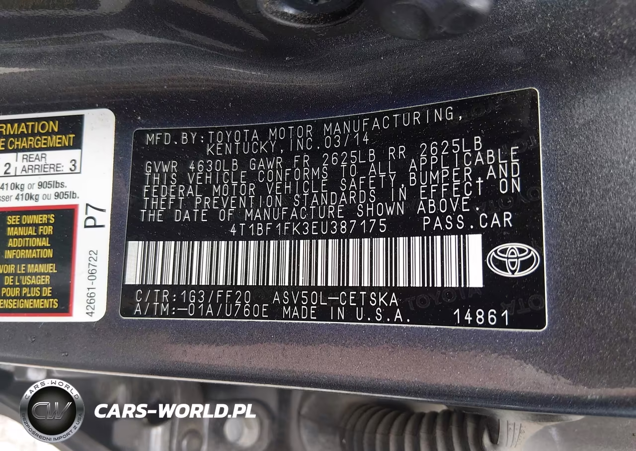 2014 Toyota Camry Se VIN:4T1BF1FK3EU387175 - 9