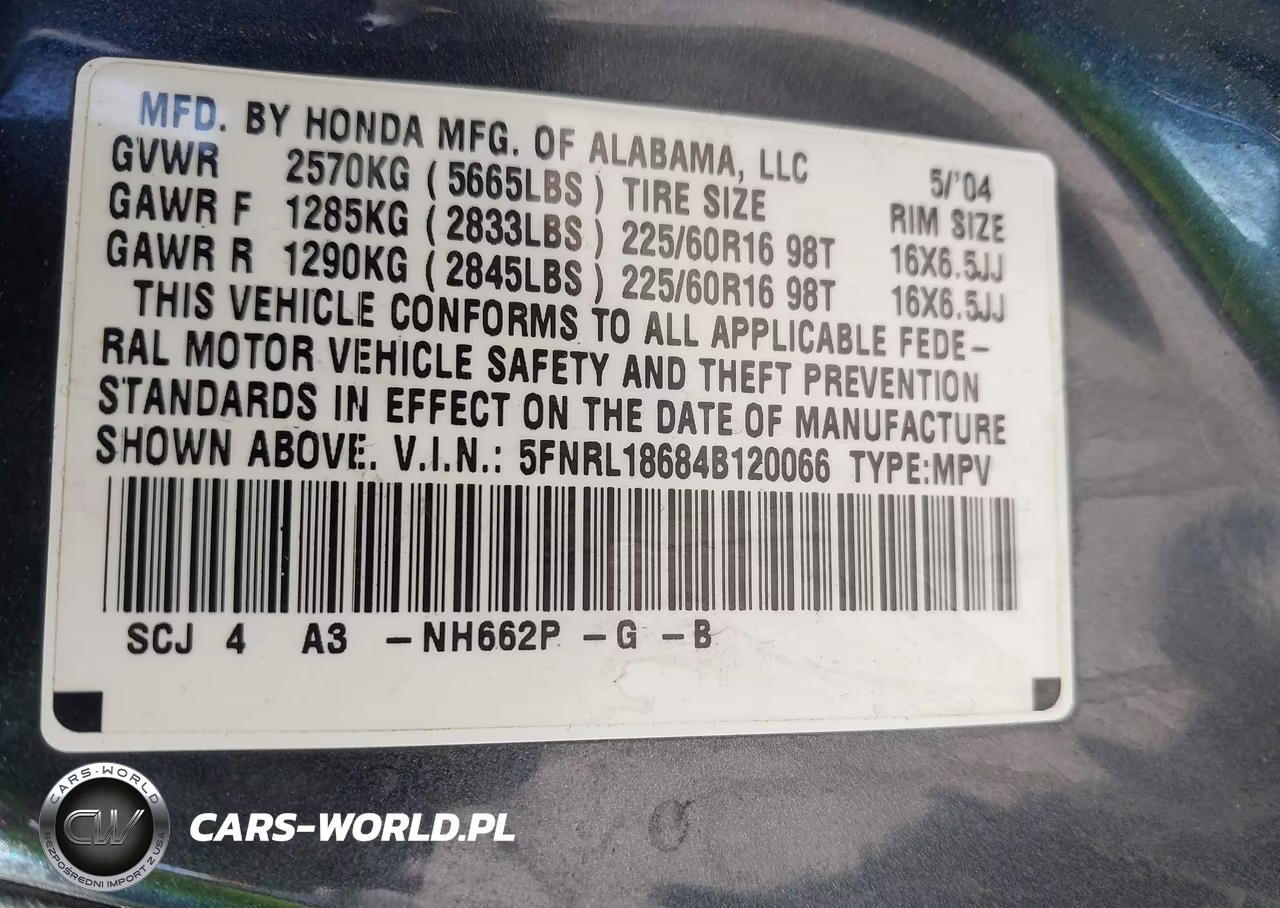 2004 Honda Odyssey Ex VIN:5FNRL18684B120066 - 9