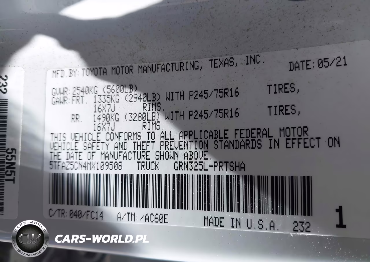 2021 Toyota Tacoma Sr5 V6 VIN:5TFAZ5CN4MX109508 - 9