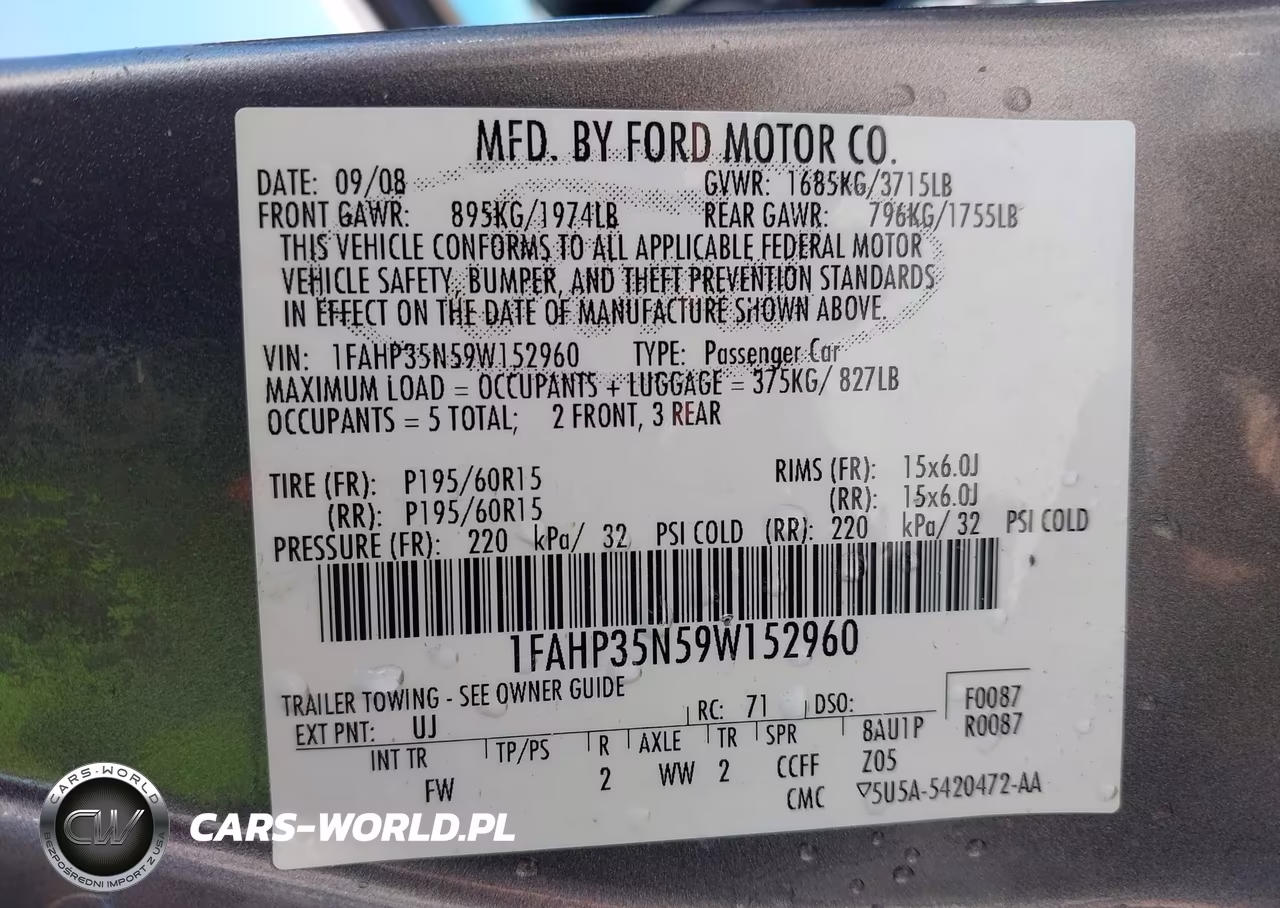 2009 Ford Focus Se VIN:1FAHP35N59W152960 - 9