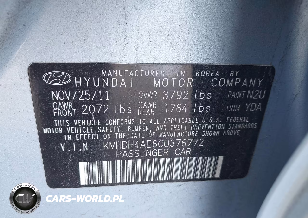 2012 Hyundai Elantra Gls (Ulsan Plant) VIN:KMHDH4AE6CU376772 - 9