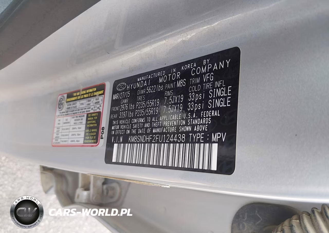 2015 Hyundai Santa Fe Gls VIN:KM8SNDHF2FU124438 - 9