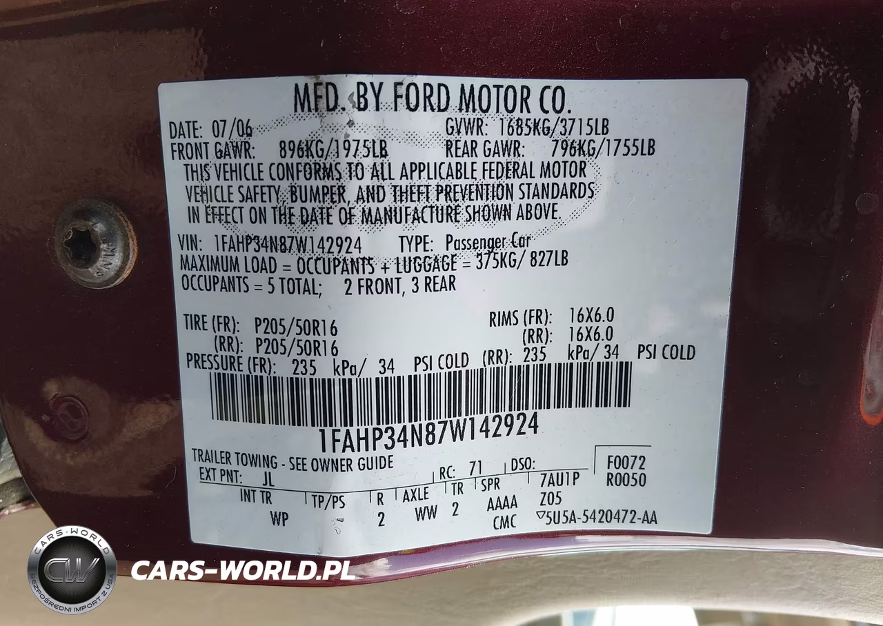 2007 Ford Focus S-Se-Ses VIN:1FAHP34N87W142924 - 9
