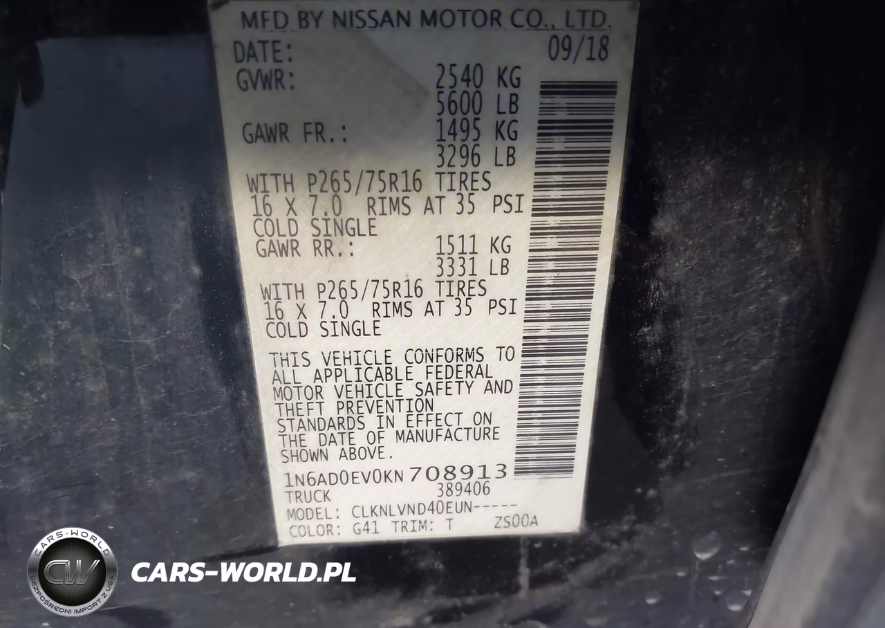 2019 Nissan Frontier Pro-4X VIN:1N6AD0EV0KN708913 - 9