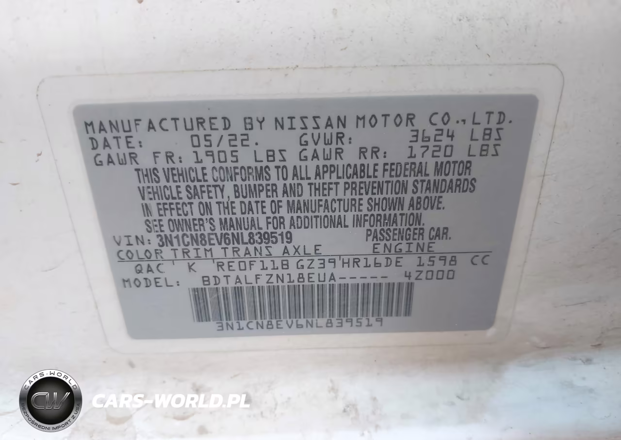 2022 Nissan Versa 1.6 Sv Xtronic Cvt VIN:3N1CN8EV6NL839519 - 9