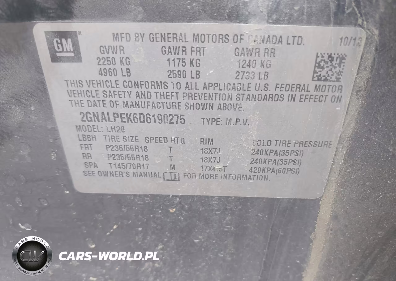 2013 Chevrolet Equinox 2Lt VIN:2GNALPEK6D6190275 - 9