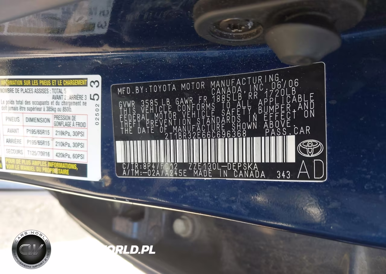 2006 Toyota Corolla S VIN:2T1BR32E66C696368 - 9