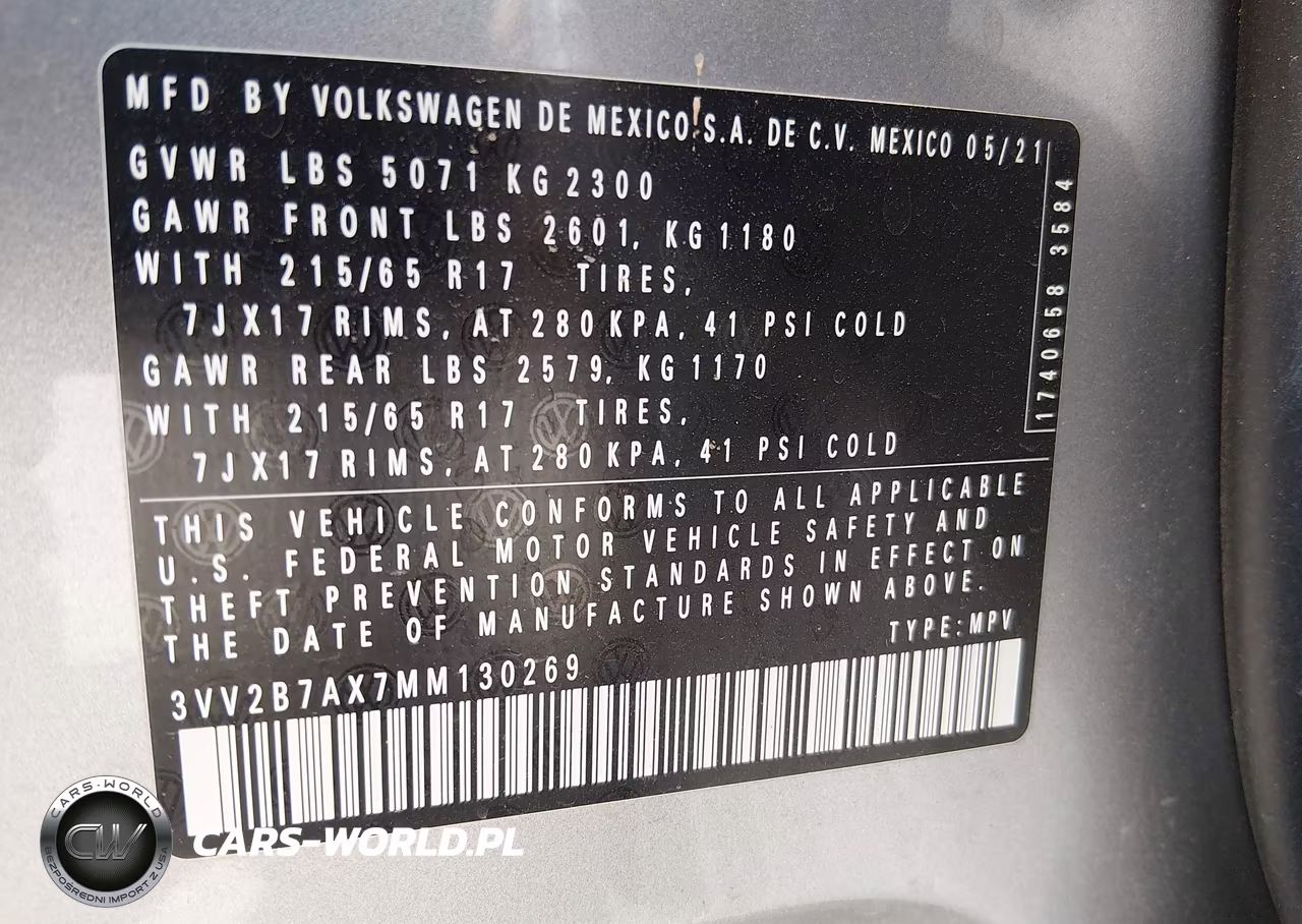2021 Volkswagen Tiguan 2.0T Se-2.0T Se R-Line Black-2.0T Sel VIN:3VV2B7AX7MM130269 - 9