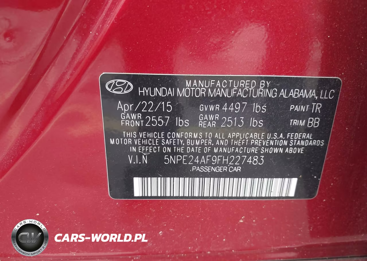 2015 Hyundai Sonata Se VIN:5NPE24AF9FH227483 - 9