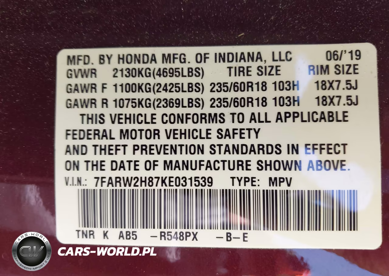 2019 Honda Cr-V Ex-L VIN:7FARW2H87KE031539 - 9