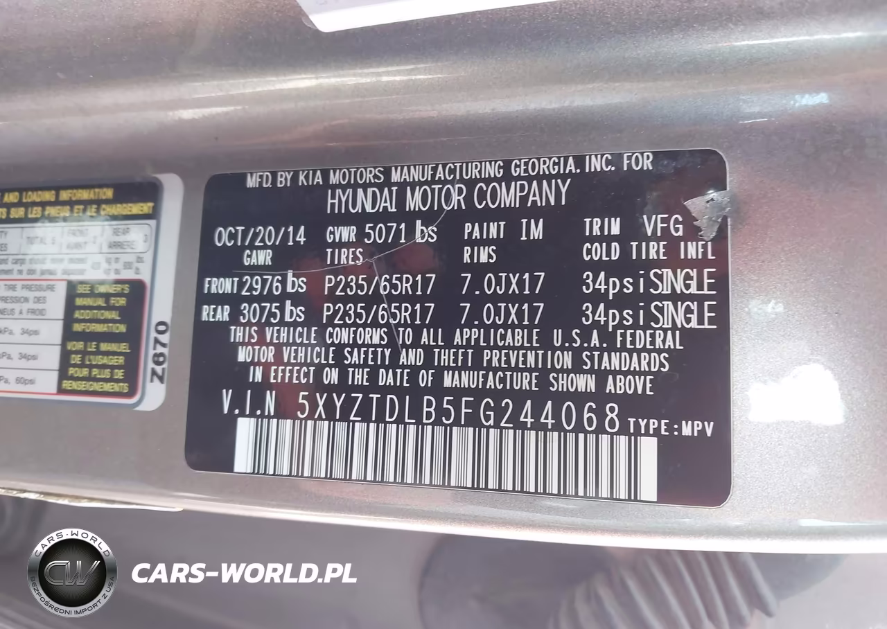 2015 Hyundai Santa Fe Sport 2.4L VIN:5XYZTDLB5FG244068 - 9
